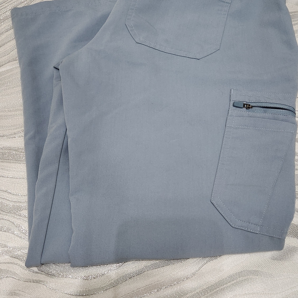 Figs Skinny Petite Yola Scrub Pants- Dusty Blue Color.